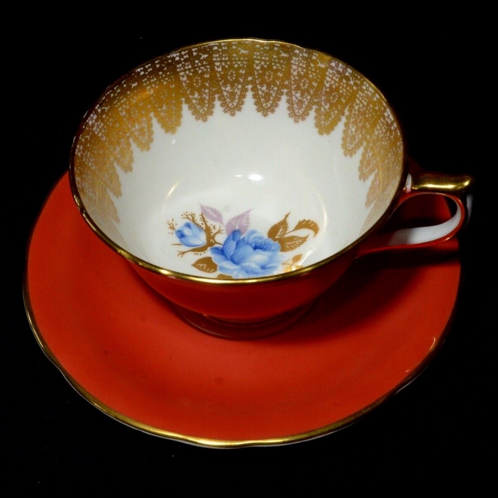 AYNSLEY Vintage Burnt orange Teacup and Saucer 26 Orange Tea Cup Bone China